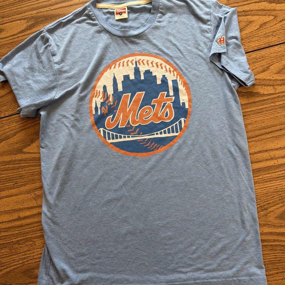 Homage New York Mets Logo Tee Mens M Blue Baseball Skyline Graphic T-Shirt